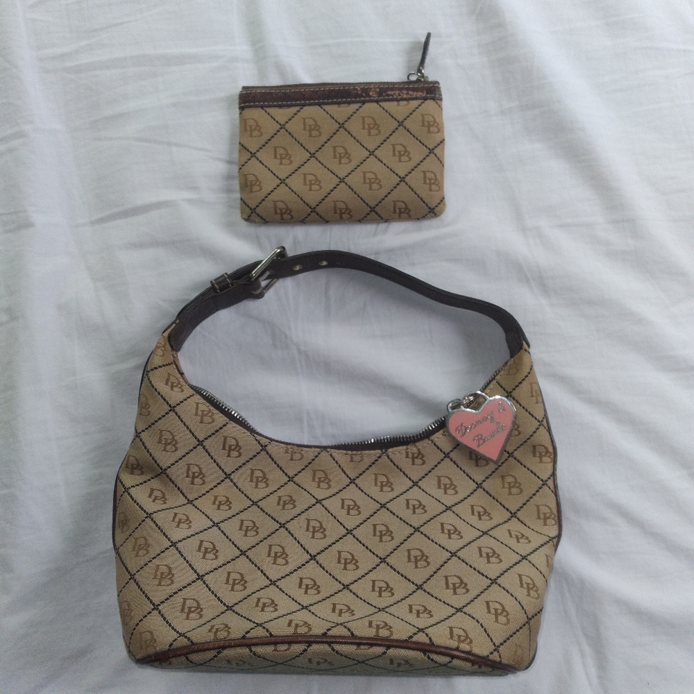 Dooney and Bourke Brown Monogram Handbag and Matching Coin Purse